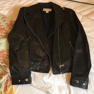 MICHAEL Michael Kors genuine leather moto jacket